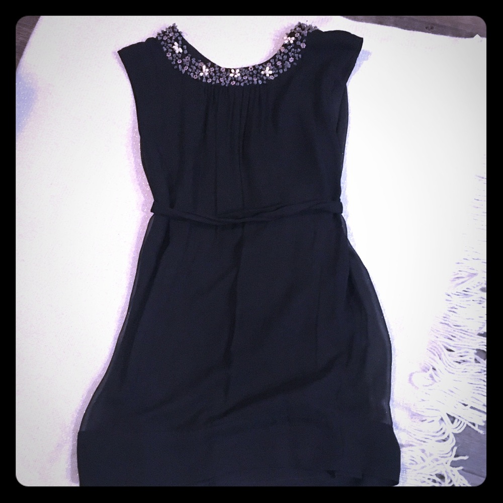 French Connection beaded, open back, silk dress
